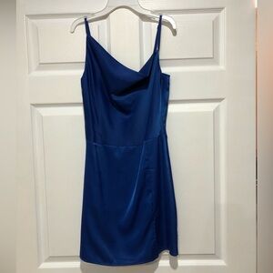 Satin dark blue mini dress